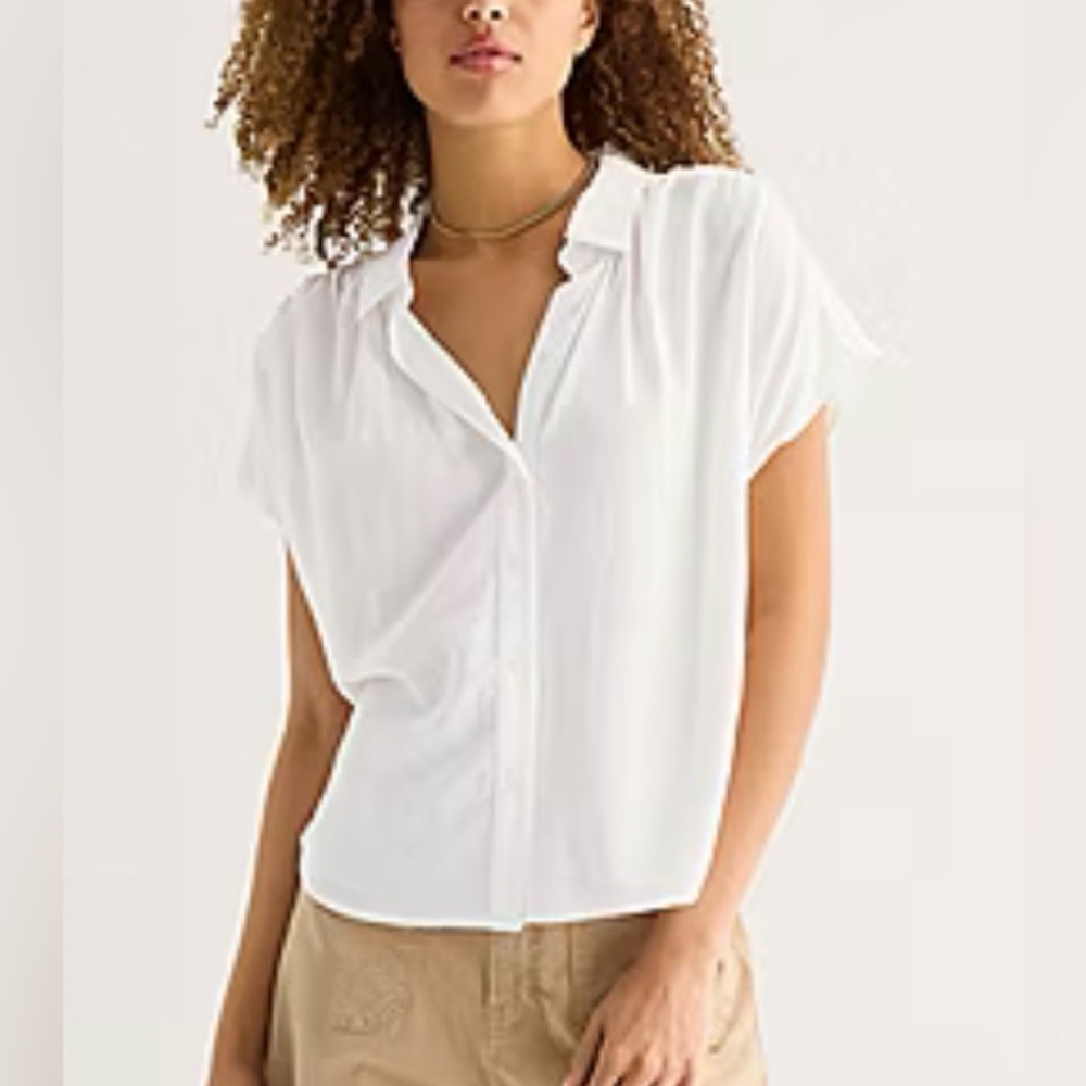 a.n.a Womens Short Sleeve Blouse in white size XXLT